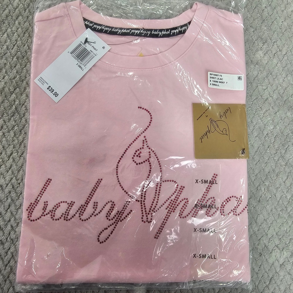 Baby Phat Crop Top Women's XS Rhinestone Logo T-Shirt Swet Lilac Pink NWT